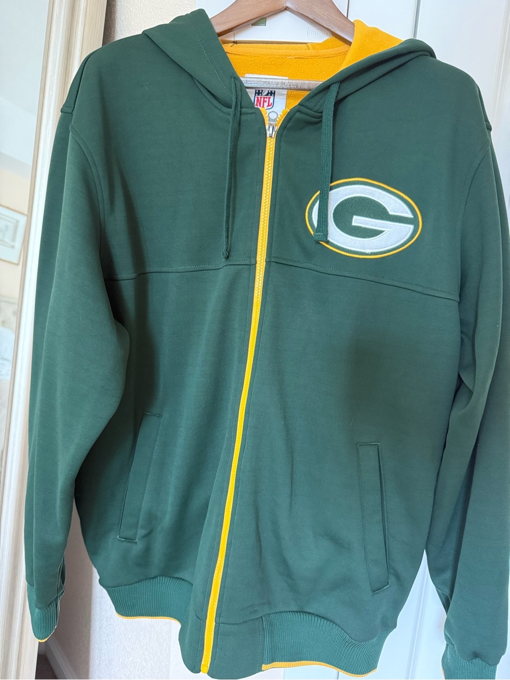NFL Green Hooded Zip Sweatshirt with Yellow Accents